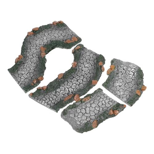 GALPADA 4 Piezas de Caminos de Piedra de Resina para Acuarios Miniaturas Decorativas para Peceras Escalones Curvos para Paisajismo de Acuarios Adornos Seguros y Versátiles para Jardín