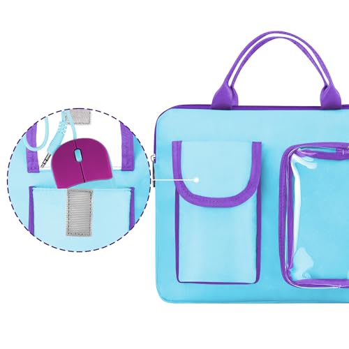 Image of Annmore Bag for LEXiBOOK Educational and Bilingual Laptop, Blue /Purple | Tablet Laptop Sleeve Bag, Multiple Compartments, Portable Handle, 11.81x9.45 in, Vibrant Colors