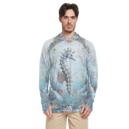 Golden Sun Face Sun Blocking Shirts UPF 50+, Cooling Long Sleeve Shirts, Mens Long Sleeve Running Shirt