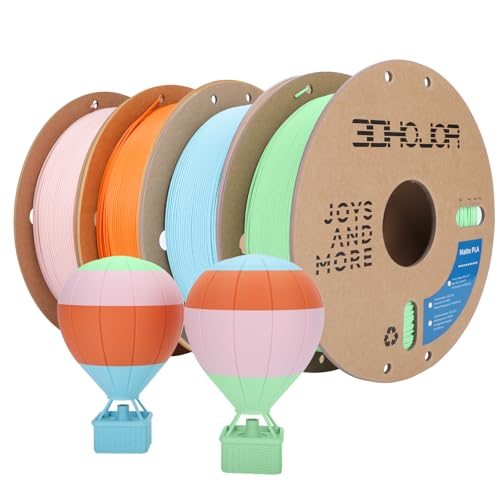 Image of 3DHoJor Matte PLA Filament 1.75mm, 1kg*4 Bundle Cardboard Spool PLA Filament 1.75 PLA 3D Printing Filament, Print with Most 3D Printers-Green,Pink,Blue,Tangerine