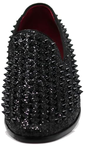 Image of SPK70 Men's Vintage Spike Dress Loafers Slip On Fashion Shoes Classic Tuxedo Dress Shoes