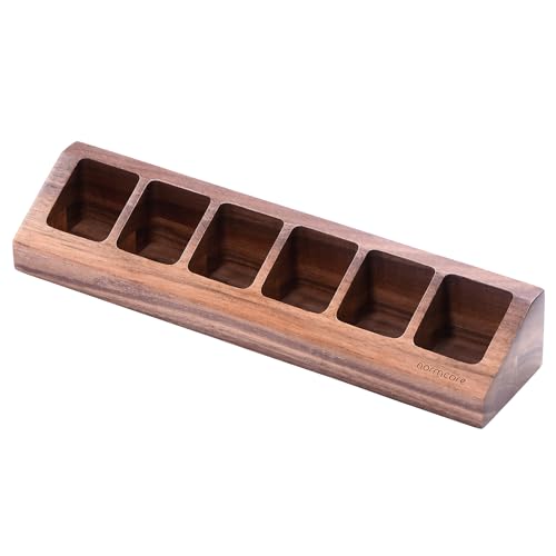 Normcore 6 Tubes Single Dose Espresso Bean Cellars, Coffee Beans Storage Tube Vial Vault with One-Way Exhaust Valve, Glass Coffee Bean Capsules With Genuine American Walnut Display Stand - Image 6