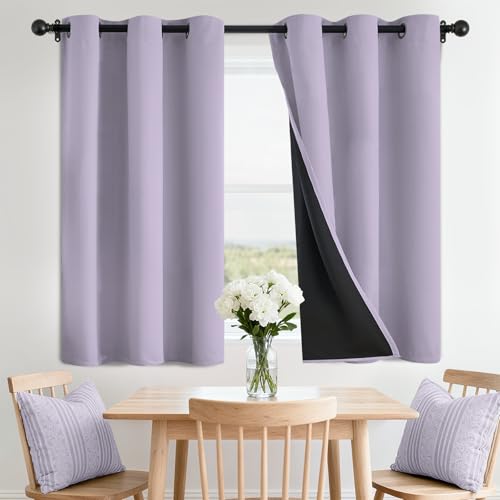 SimpleHome Lilac 100% Blackout Curtains Room Darkening Living Room 36 Inch