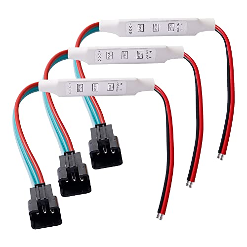 XMSJSIY RGB Led Dimmer Controller LED Strip Light Brightness Controller DC 5V-12V-24V 3 Keys RGB Led Controller Switch for Multicolor LED- 11.4inch 3 PCS