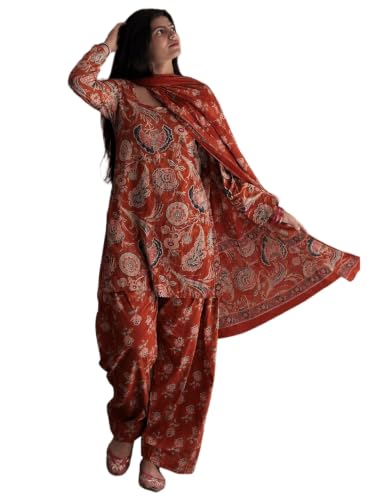 Image of ANNI Designer Farshi Salwar Suit for Women Cotton Printed | Kurta Dupatta Set for Woman | Straight Palazzo Outfit Square Neck Long Sleeve Ethnic Dress Stylish Womens Clothing