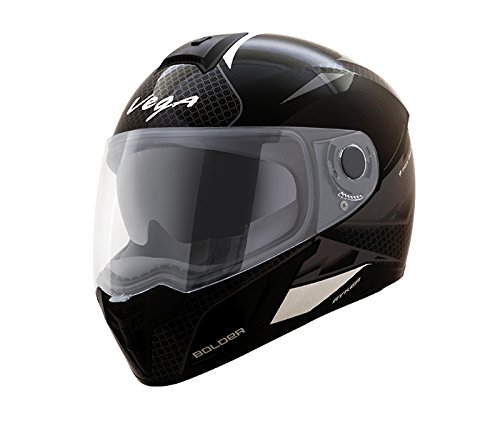 Image of Vega Ryker Bolder Full Face Helmet (Dull Black /Silver, M) and Vega Safety Cable Lock Dull Black Red