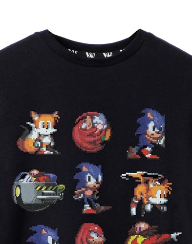 Sonic The Hedgehog Boys T-Shirt | Kids Black Game Over Short Sleeve Tee | Pixel 8-Bit Character Knuckles Tails Dr. Egg Man4