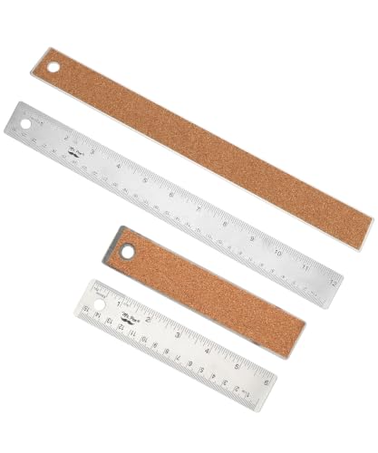 Image of Mr. Pen- Metal Ruler with Non-Slip Cork Back, 2 Pack, 6" and 12"