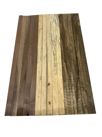 Exotic Wood Zone | Combo Pack of 15 Cutting Board Blocks of Black Walnut, Spalted Tamarind, Black Limba | ¾ x 2 x 24 inches