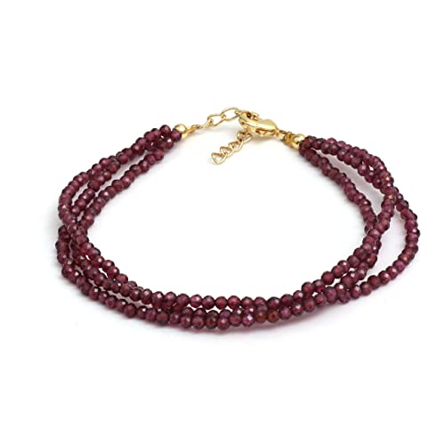 Gempires Natural Multi Strand Beaded Bracelets Lightweight Handmade Gemstone Jewelry Hypoallergenic 8 Inch Gold Plated Stylish Everyday Wear Jewelry