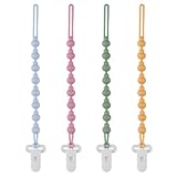 4 Pack Pacifier Clip Compatible with Tommee Tippee, One Piece Silicone Pacifier Holder Clips, Rust-Free Soft Silicone, Flexible Clip with Stylish Round Design, Ideal for Pacifiers and Teethers