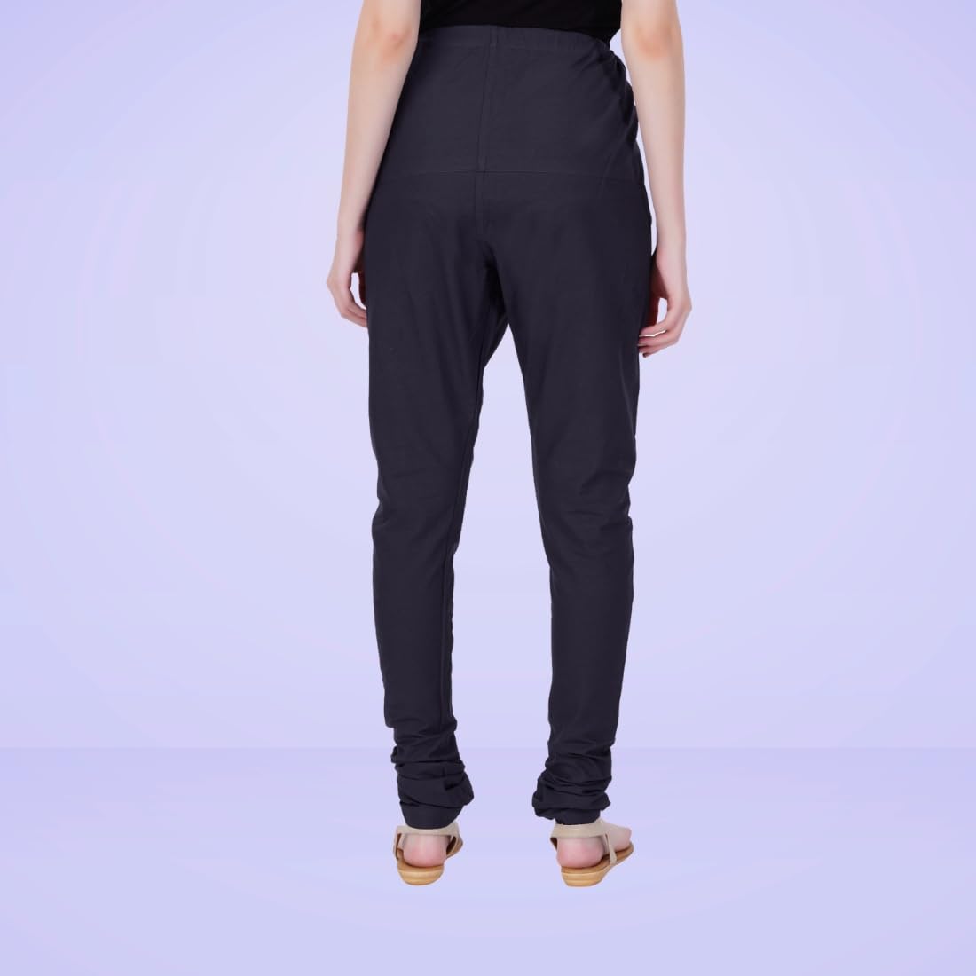 Happy Bunny Women’s Cotton Gathering Churidar Pants - Ethnic Gathereing Ankle, Drawstring Waist Bottoms for Kurtas, Office, Party, Casual Clothing (XL, Black) - Image 6 thumbnail