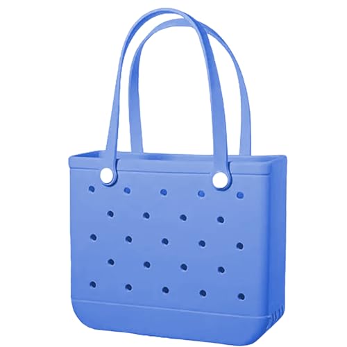 Beach Bag Rubber Tote Bag, Waterproof Travel Bag for Women Washable Sandproof Vacation Essentials for Summer Swim Cruise