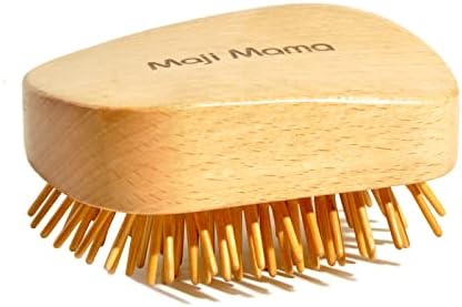 Maji Mama Handmade Natural Wooden Hair Brush Hairbrush with Bamboo Pins Massage Scalp & Detangling All Hair Types For Hair Growth,Scalp Massager Mini Brush No Handle Design