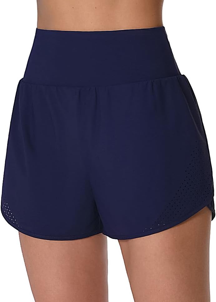 ATTRACO 3" Women High Waisted Swim Board Shorts UPF 50+ Quick Dry Swim Trunks with Liner