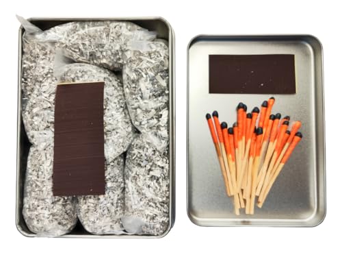 Emergency Fire Starter 6 Bags Magnesium 99.99% Pure Weatherproof Matches + Free Tin Box Camping Hiking Bushcraft Back Pack Survival