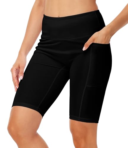 AOBUTE Womens 9"/10"/11" Long Swim Board Shorts High Waisted UPF 50+ Biker Shorts with Pockets2