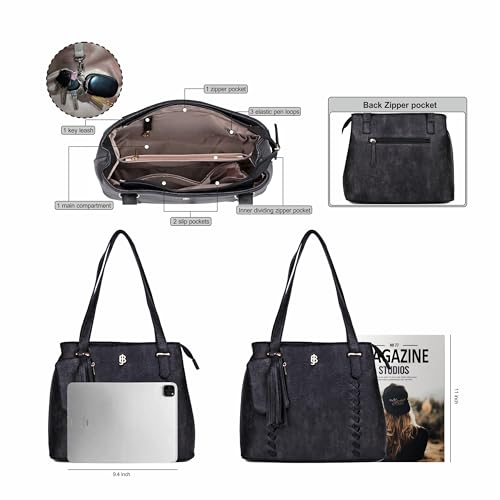 Bolso tote organizador Julia Buxton de cuero vegano con pespunte miniatura 4