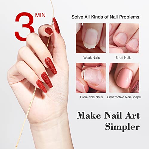 SAVILAND Nail Kit for Beginners: Nail Set Kit with Everyting Long Coffin Nail Tips with 4-in-1 Glue Gel and Nail Lamp U V Nail Light DIY Salon At Home Gift for Women Mincure Kit