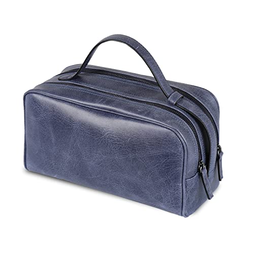 Two Compartment Genuine Leather Travel Bag - Unisex