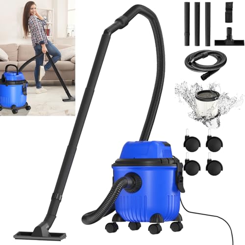 VickyHome Wet and Dry Vacuum Cleaner 800W Water Sucker Vacuum for Workshop, Household, Industrial, 16KP Suction Power Electric Carpet Cleaners, 15L High Capacity Container, 2M Cable