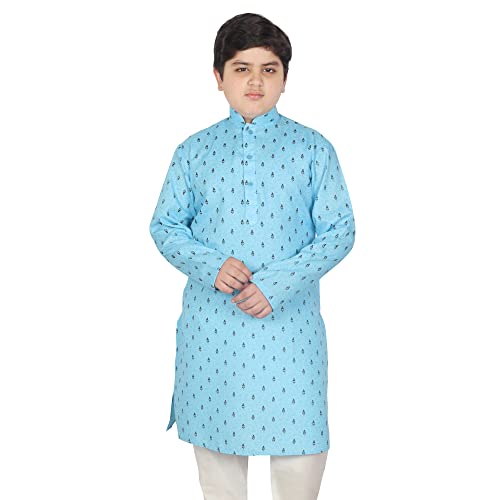 Image of SG YUVRAJ Printed Cotton Kurta For Boys