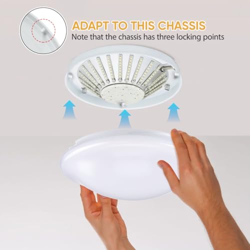 Image of Cabilock 10 Inch Round Plastic Ceiling Light Cover Replacement Flush Mount Lamp Shade for Bedroom Bathroom Kitchen Balcony Fixture Accessory