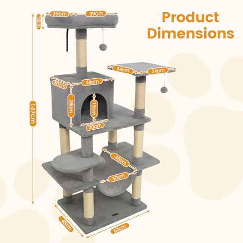 Árbol para Gatos Multi-Nivel 58 Pulgadas con Rascadores y Cama miniatura 7