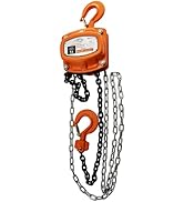 LONGLC Manual Chain Block Hoist Come Along 1 Ton 2,200 Lbs Capacity 10 Foot Lift 2 Heavy Duty Hoo...