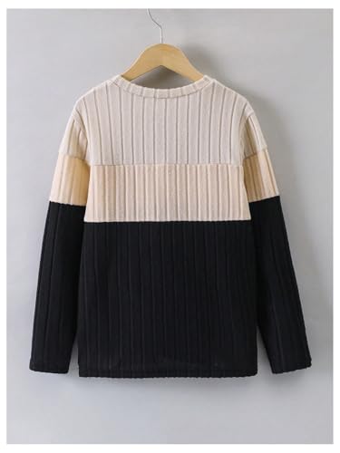 Floerns Boy's Color Block Long Sleeve Rib Knitted Pocket Front Crew Neck Tee Shirts Top2