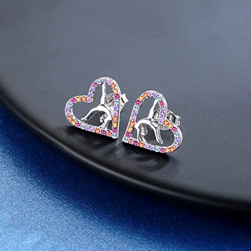 Image of Gymnastics Gifts for Women Gymnast Stud Earrings 925 Sterling Silver Team USA Gymnastics Fashion Jewelry Sport Birthday Christmas Gifts