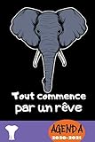  Tout commence par un rêve: Agenda Scolaire 2020-2021  couverture éléphant  140 pages  collège lycée étudiant