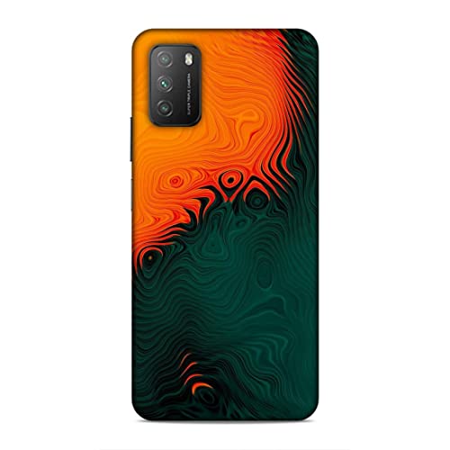 Image of Printed Mobile Back Hard Case Cover for Xiaomi Poco M3 | Orange, Green, Wave, Cool Theme-2188