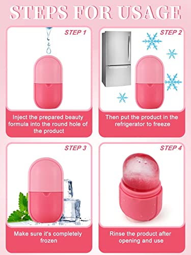 Torokom 2 Pcs Ice Face Roller, Ice Roller For Face And Eyes Ice Facial Roller Silicone Ice Mold Face Massage Skin Care Tools For Face Beauty Remove Fine Lines Shrink Pores(Pink, 2 Size) #TOP6