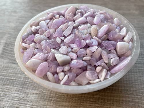 Image of GAF TREASURES 2 oz Lot Kunzite Natural Semi Tumbled Gemstone Chips, Crushed Mini Crystals, Undrilled Crystal Chips (Kunzite)