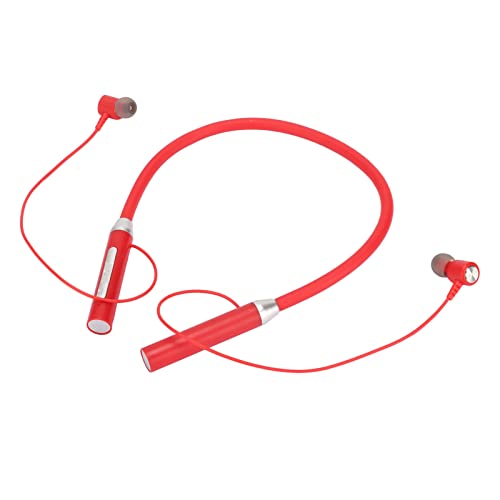 ASHATA Écouteurs de Cou BT 5.2, écouteurs Magnétiques sans Fil, écouteurs de Sport Stéréo Ergonomiques Améliorés étanches IPX5 avec Boutons Multifonctions pour l'exercice (Rouge)