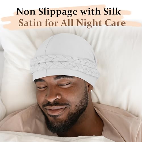 Image of Ababalaya Adjustable Satin Lined Turban for Women Mens Halo Turban Silky Lined Head Wraps for Waves Braids Locs Sleep Cap