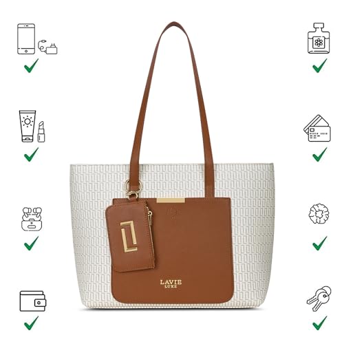 Image of Lavie Luxe Women's Monogram Bliss Tote Handbag | Tote Bag For Work | Ladies purse | Stylish Shoulder Bag | Gift For Women