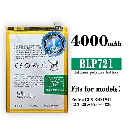 Image of Original BLP721 Battery for Realme C2 / RMX1941 / C2 2020 / C2s Battery with 1 Year Warranty**** (N236)