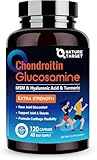 NATURE TARGET Glucosamine Chondroitin MSM, Joint Support Supplement, Shellfish Free, Turmeric Boswellia, Hyaluronic Acid, Collagen, Calium for Cartilage and Bone Health,120 Capsules, 40 Servings