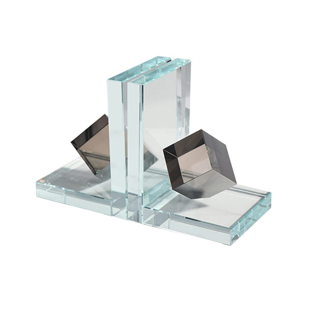 Sujetalibros Decorativos Sujetalibros Modernos Sujetalibros de Cristal Transparente Resistente Adornos Estantería de Estudio Extremos de Libros de Escritorio para Sujetar Libros Sin Tapones para