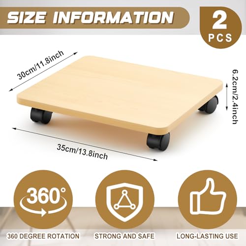 Image of Beeveer 2 Pcs Office Under Desk Printer Stand with 4 Caster Wheels 13.8 x 11.8 Inches Burlywood Movable Printer Copier Shelf CPU Holder for Home Office Heavy Duty Storage Rack Scanner Fax Machine