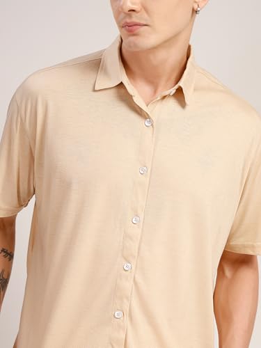 Image of Thomas Scott Men's | Relaxed Fit | Solid | 100% Polyester | Co-Ord Set With Short Sleeves & Spread Collar