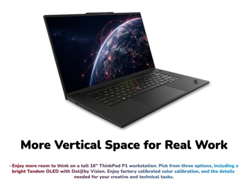 Image of New ThinkPad P1 Gen 9 Mobile Workstation Laptop 16 inch 3.2K OLED TouchScreen Series 3 Ultra 9 386H Processor 64GB LPDDR5X-8533MT /s RAM 4TB SSD RTX PRO 2000 Blackwell GDDR7 Graphic Thunderbolt5 Win 11 Pro