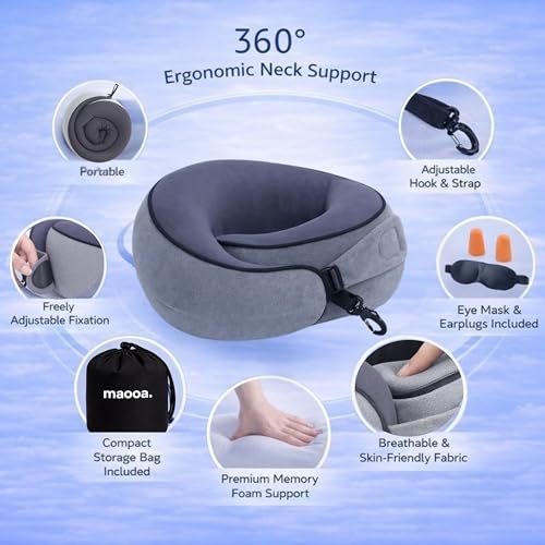 Almohada de espuma viscoelástica gris oscuro con soporte ergonómico miniatura 3
