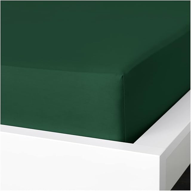 Anti-Allergy Anti-Bacterial Brushed Microfibre Fitted Bed Sheet - 28cm Depth, Easy Care, Fade Resistant (Emerald Green, Double)