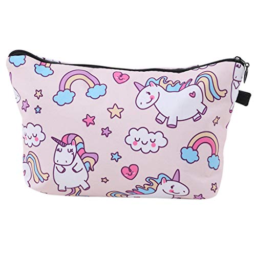 DYSCN Multifunktionale Kosmetiktasche für Frauen, entzückende Regenbogen-Einhorn-Schminktaschen Reise wasserdichte Kulturbeutel Zubehör Organizer Geschenke Cover