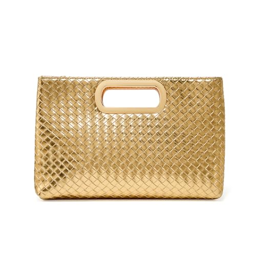 Image of Women's Woven Evening Bag Casual Leather Shoulder Handbag Fashion Clutch Purse