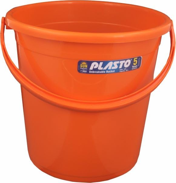 Image of Plasto Unbreakable Plastic Triangle Print Bucket for Home & Bathing with Handle | Easy to Clean | Pack of 2 | Multicolor (20 LTR)