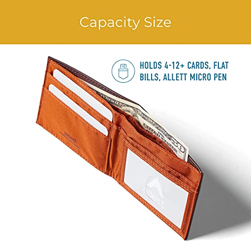Image of Allett ID Wallet, Merlot | Leather, RFID Blocking | Slim Minimalist Bifold Wallet, Water Resistant, Durable, Thin, Front Pocket | Holds 4-12+ Cards, Cash